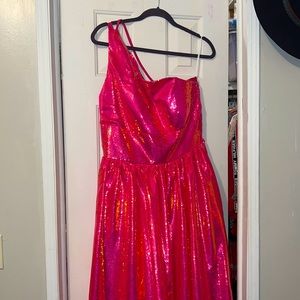 Pink One-Shoulder Open Back (Sherri Hill look alike)